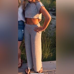 Grey knit two piece set